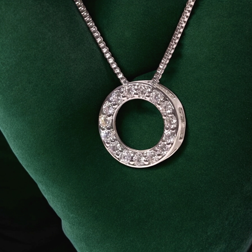 Circular Design Paved Zirconia, Silver Plated (NWT)